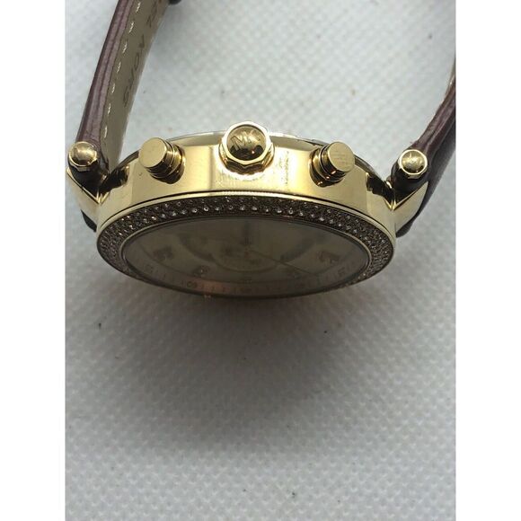 Michael Kors MK5632 Women Brown Leather Analog Champange Dial Wrist Watch BP530 - Picture 6 of 9